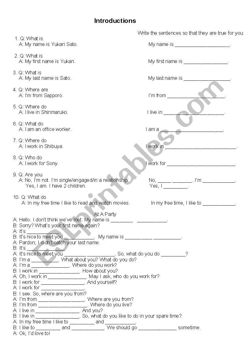 Basic Introductions And A Practice Convo