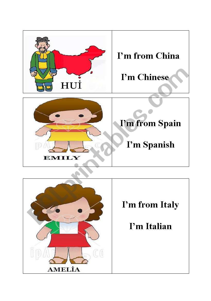 Nationality Flashcards worksheet