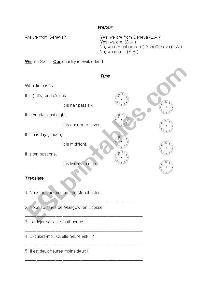 The time worksheet