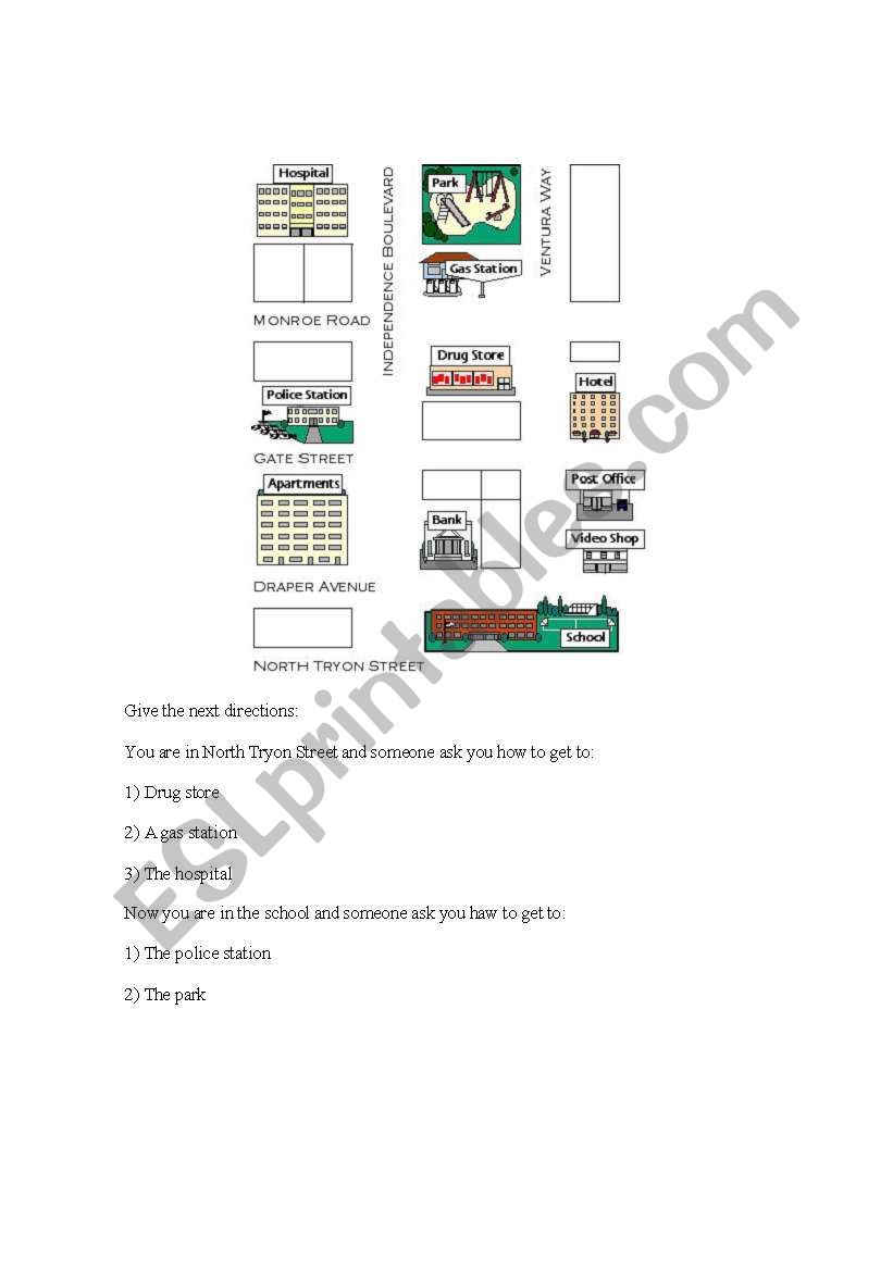 Giving directions worksheet