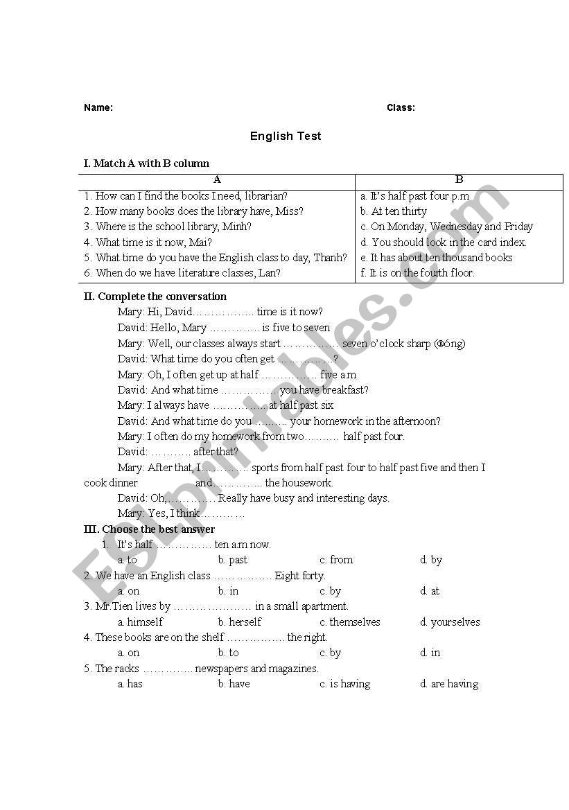 Exercise for grate 7 worksheet