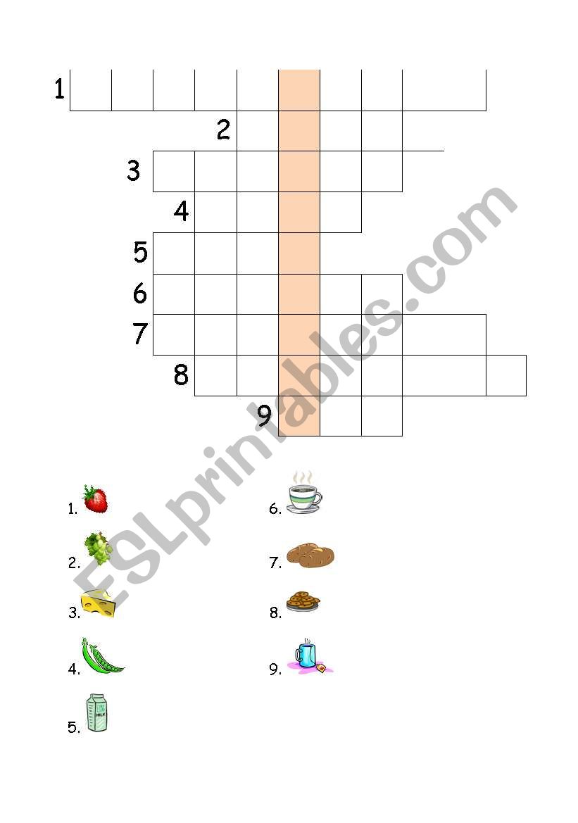 food crossword worksheet