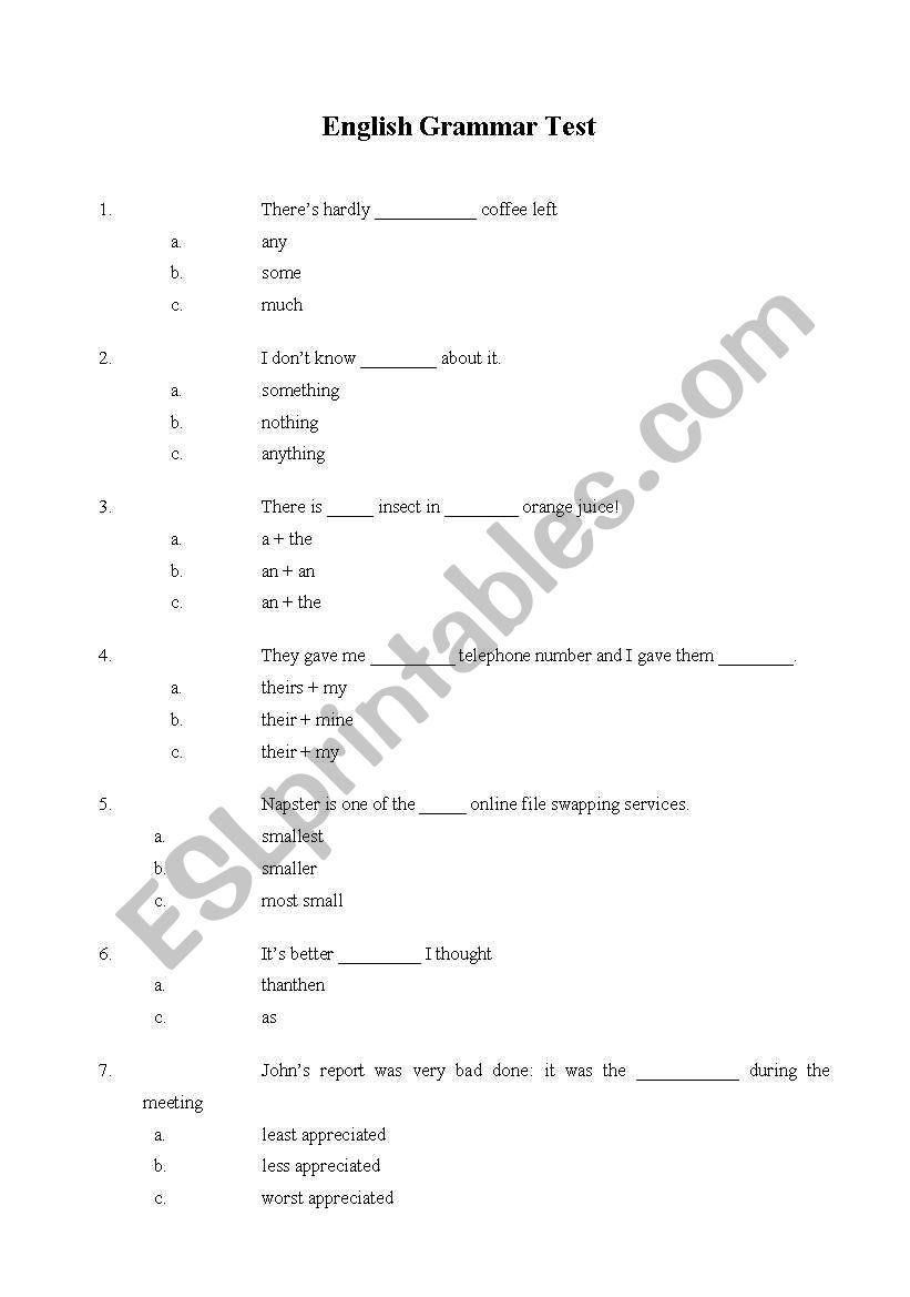 grammar level test - basic threshold