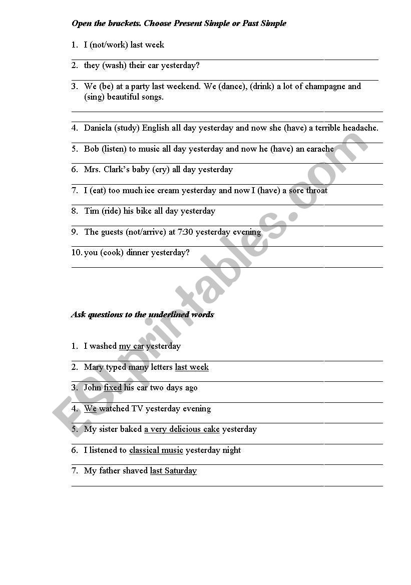 Past Simple regular and irregular verbs