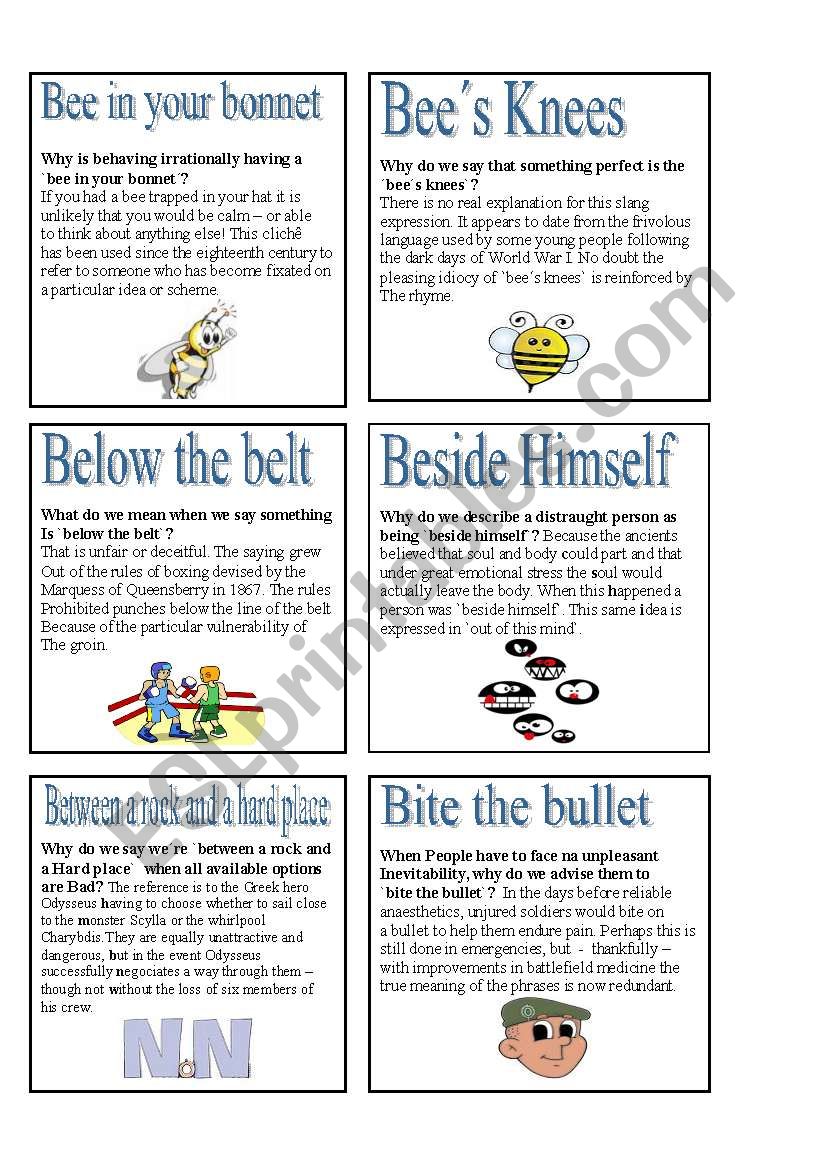 English Idioms - B worksheet