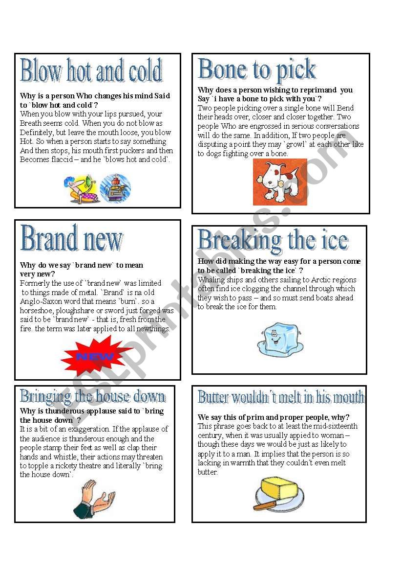 English Idioms - B worksheet