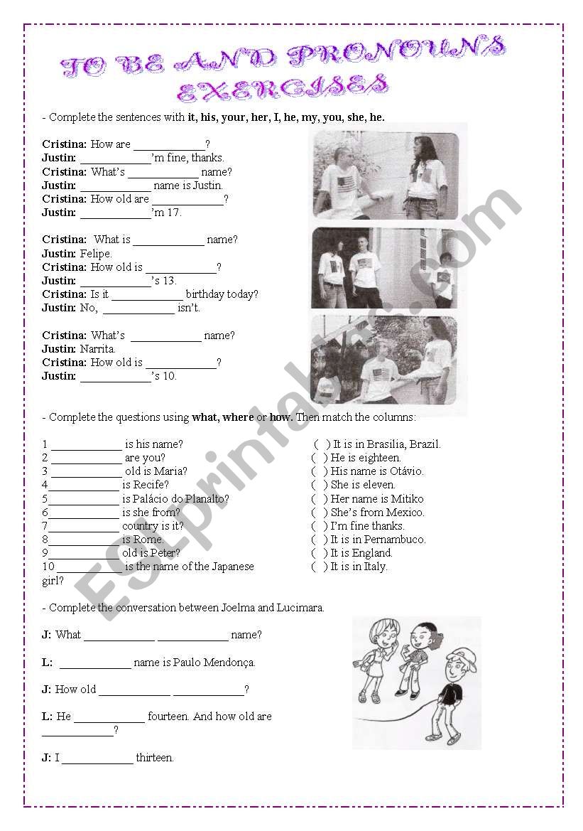 to-be-and-pronouns-exercises-esl-worksheet-by-taisy