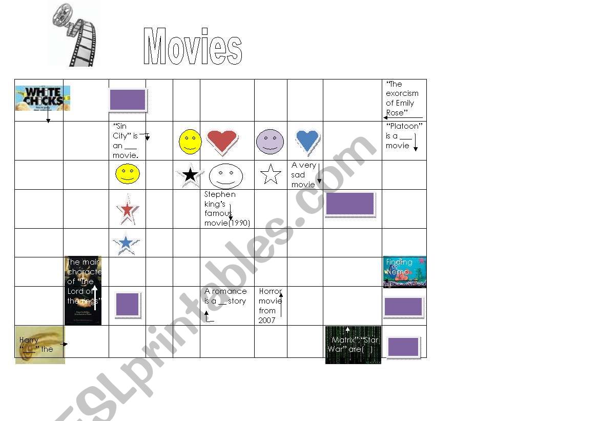 Movies - crossword worksheet