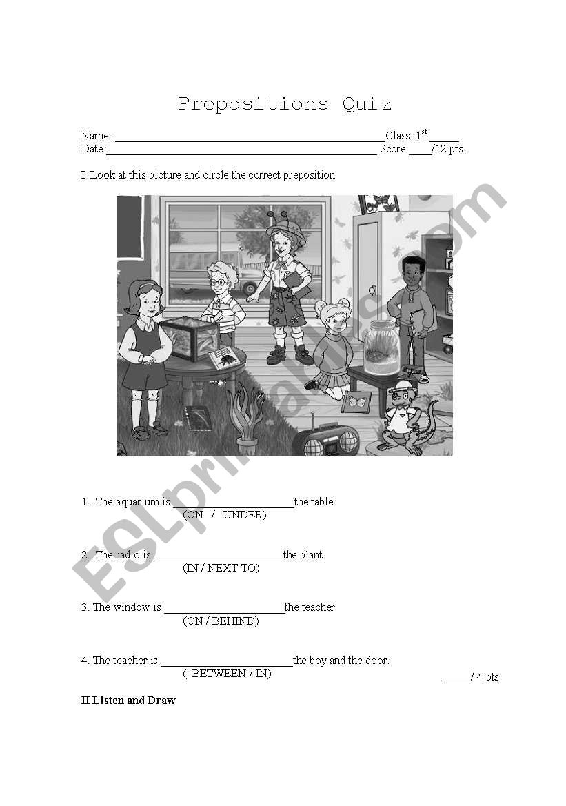 Prepositions worksheet