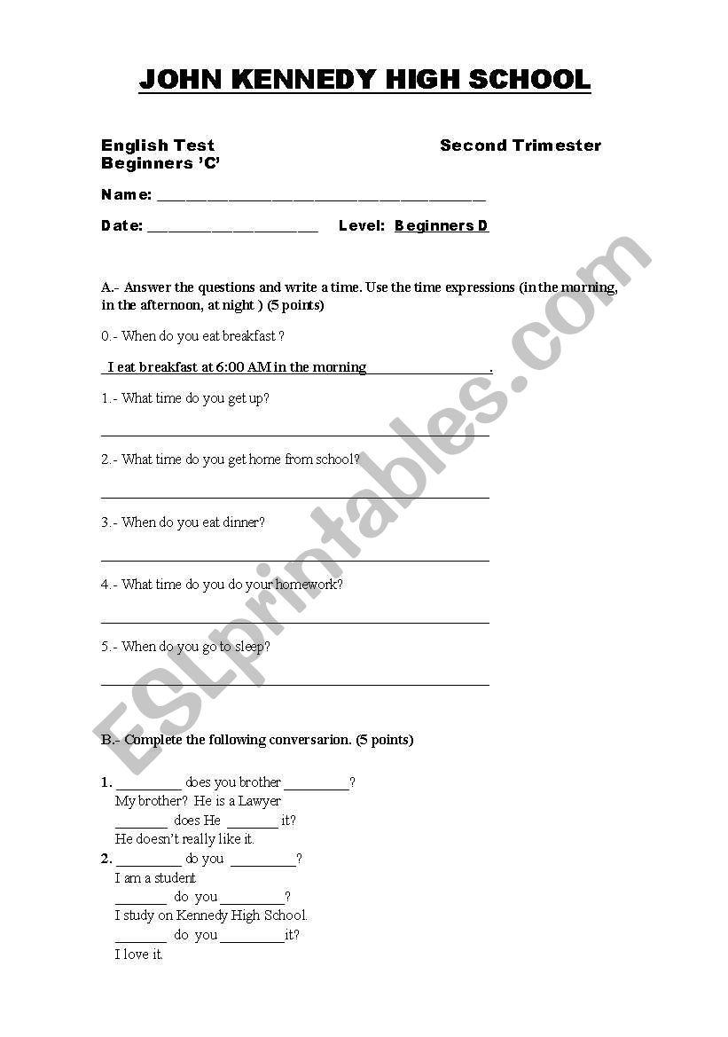 exemen worksheet