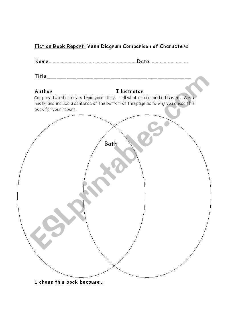 Venn Diagram Book Report Option