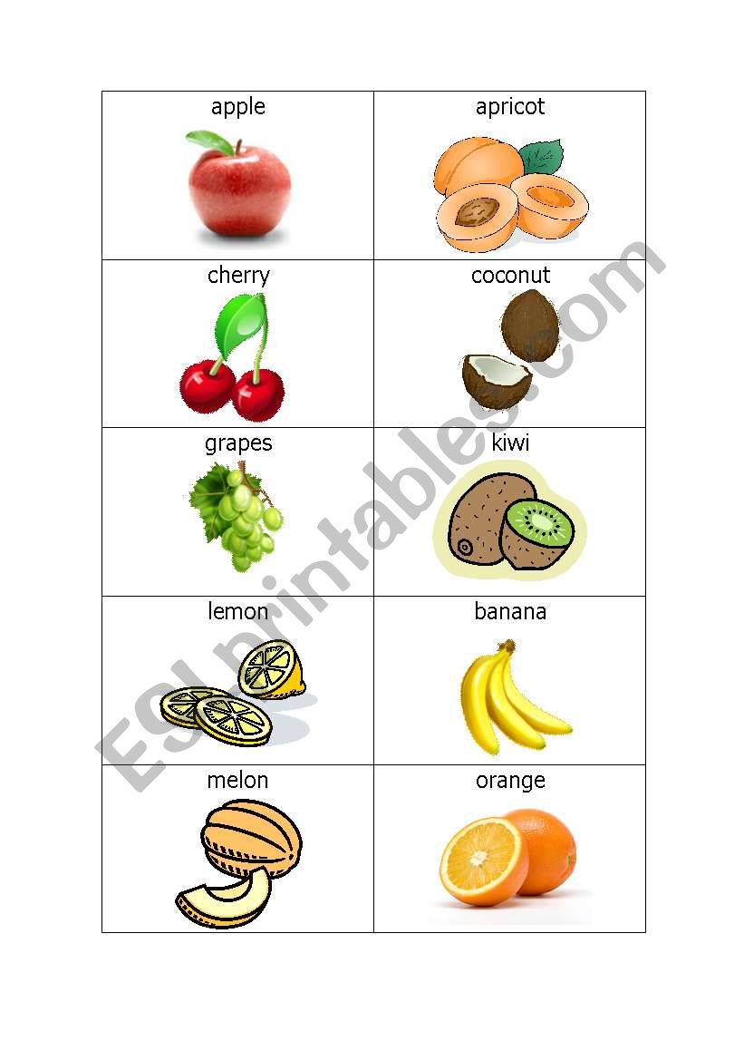 fruit flashcards worksheet