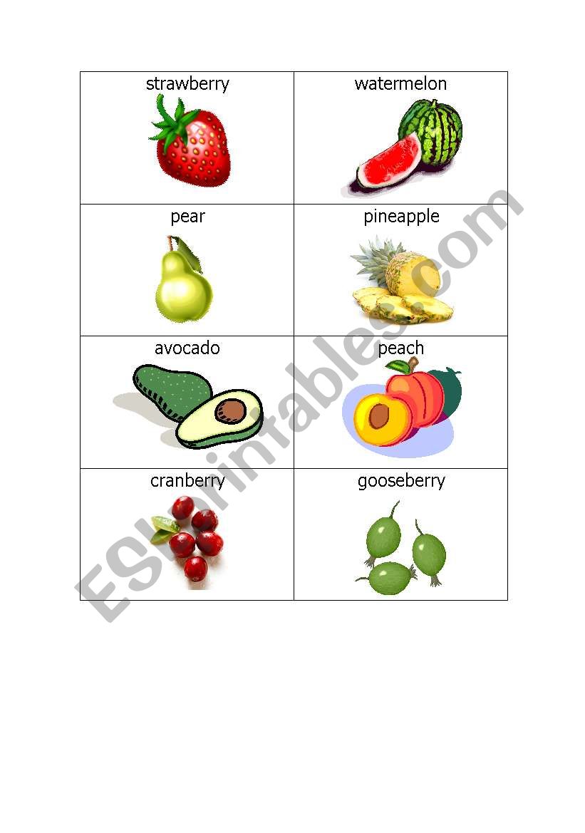 fruit flashcards worksheet