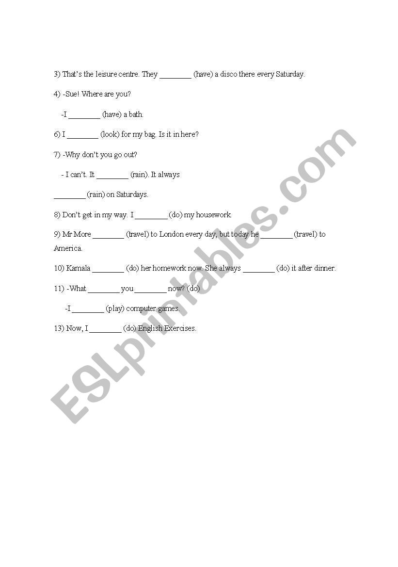 test present continuous present simple
