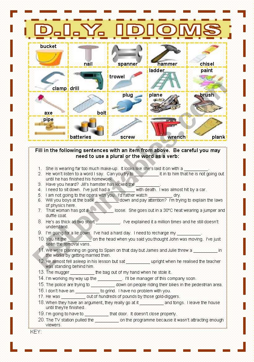 D.I.Y. idioms worksheet