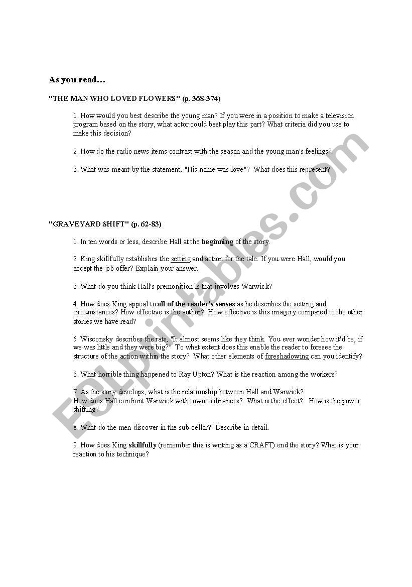 woman in the room worksheet