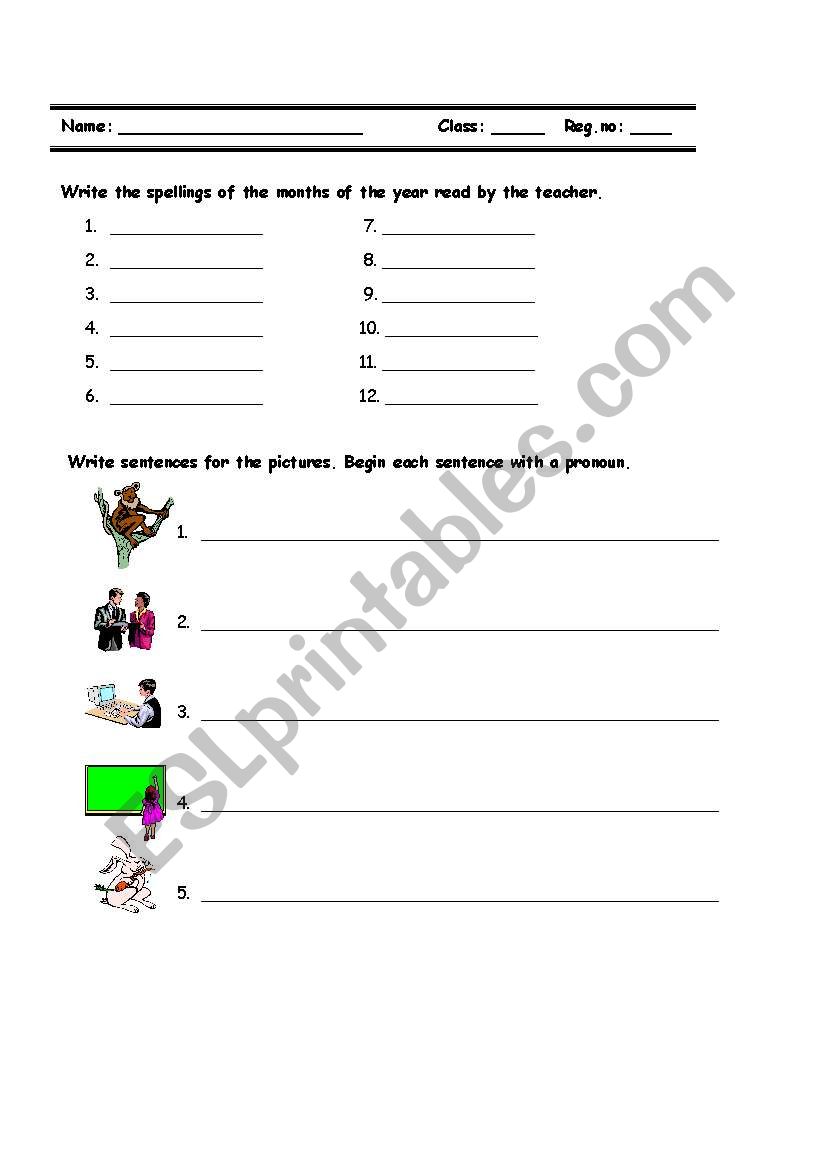 pronouns/verb worksheet