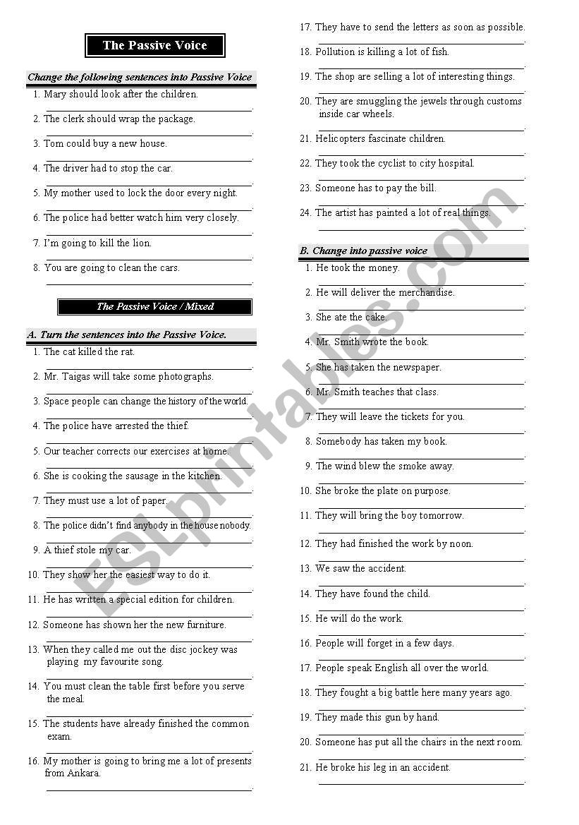 passive voice worksheet