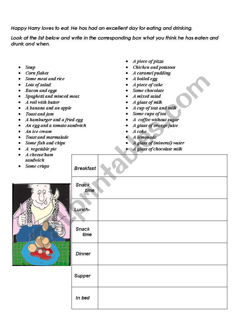 Happy Harry worksheet