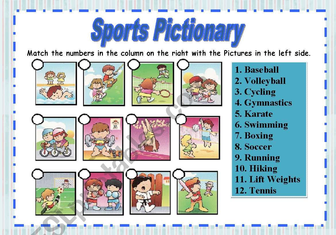 Sports Pictionary worksheet