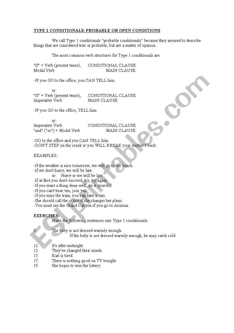 conditionals worksheet