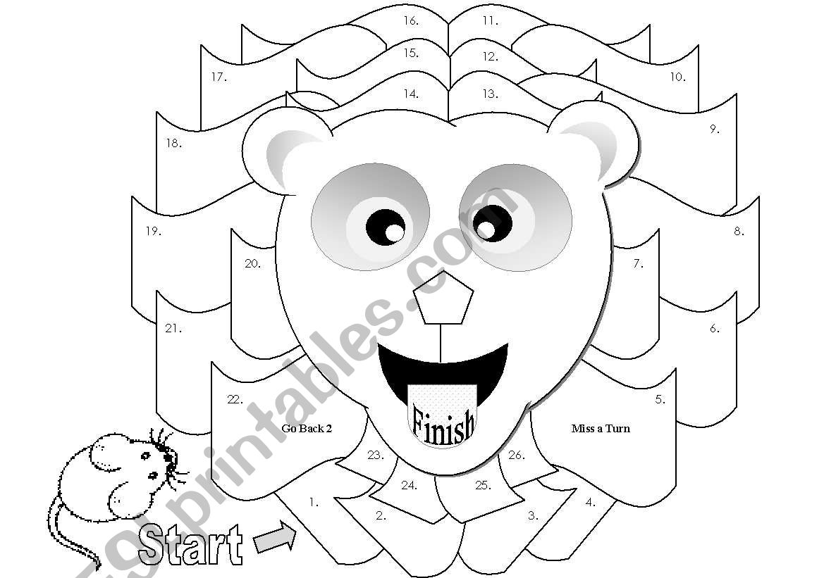 Lion Gameboard Black and White Version (Matching Cards Available in Another File)