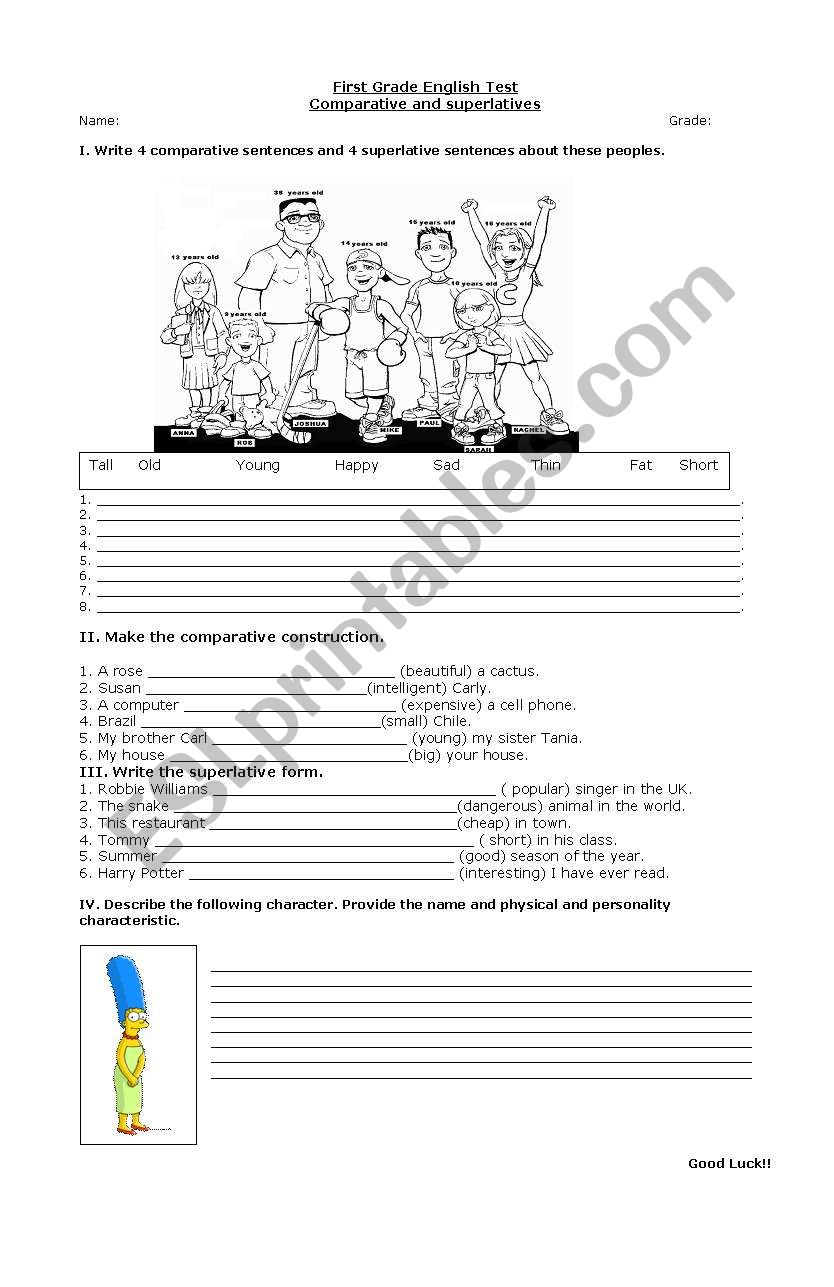 test comparatives and superlatives adejestives