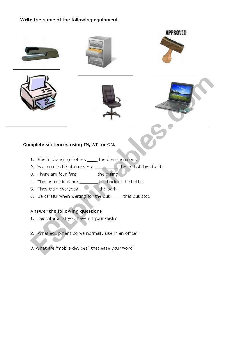 Vocabulary and grammar worksheet