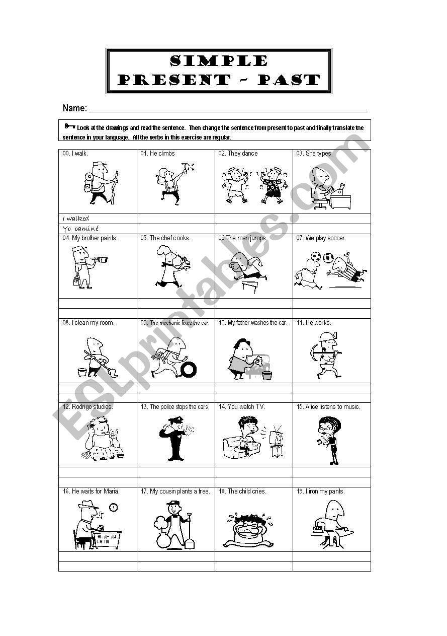 Simple present to simple past worksheet