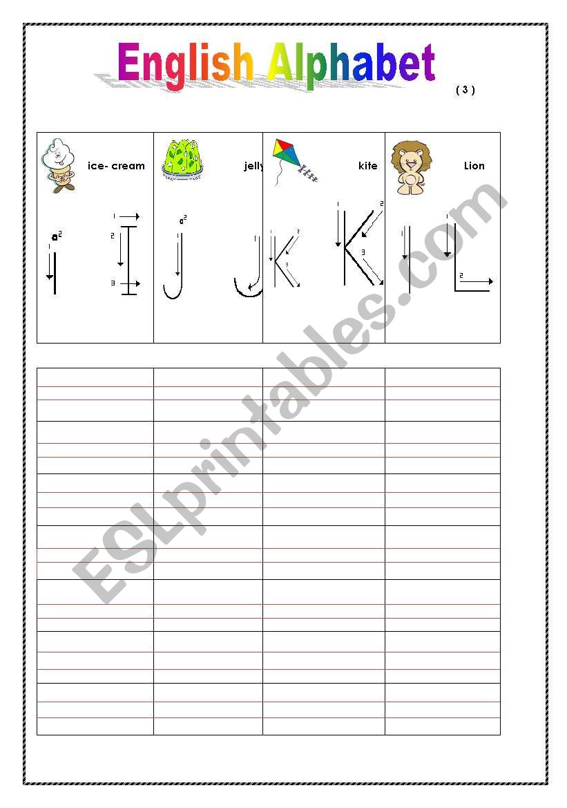 How to write Engish letters.  worksheet