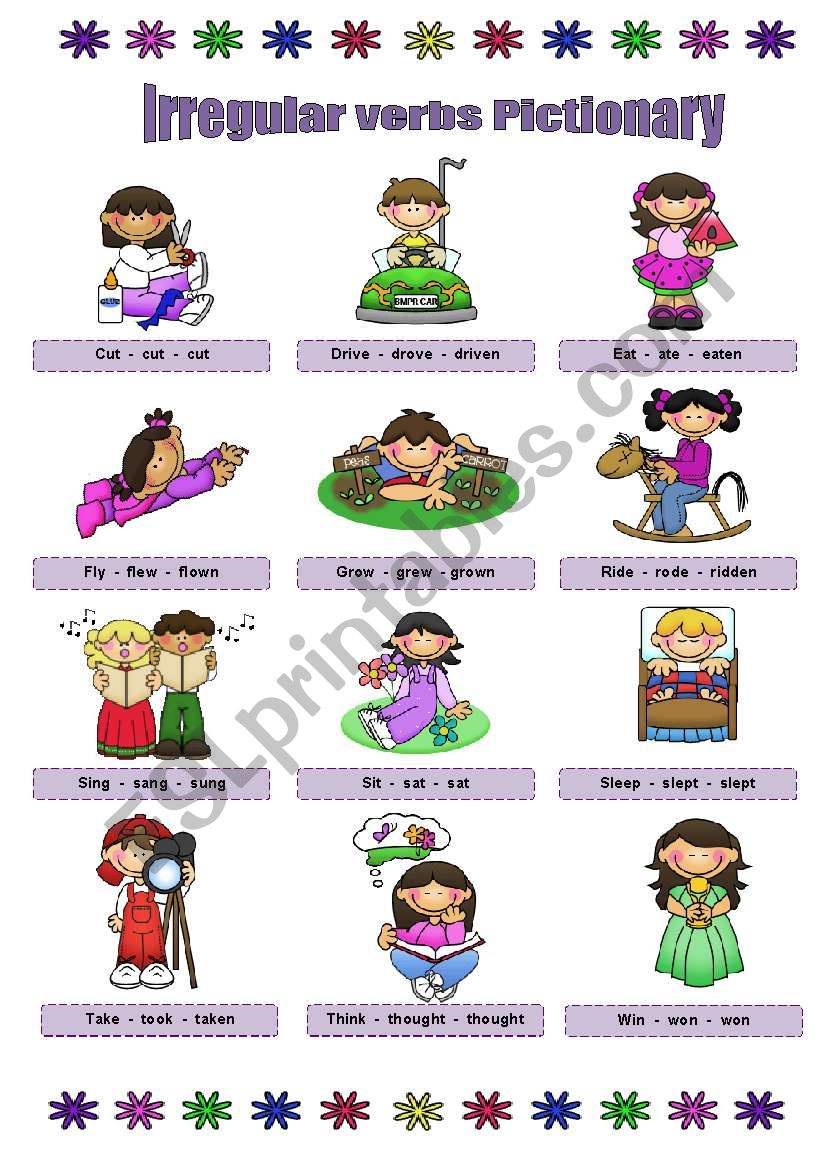 irregular verbs pictionary worksheet
