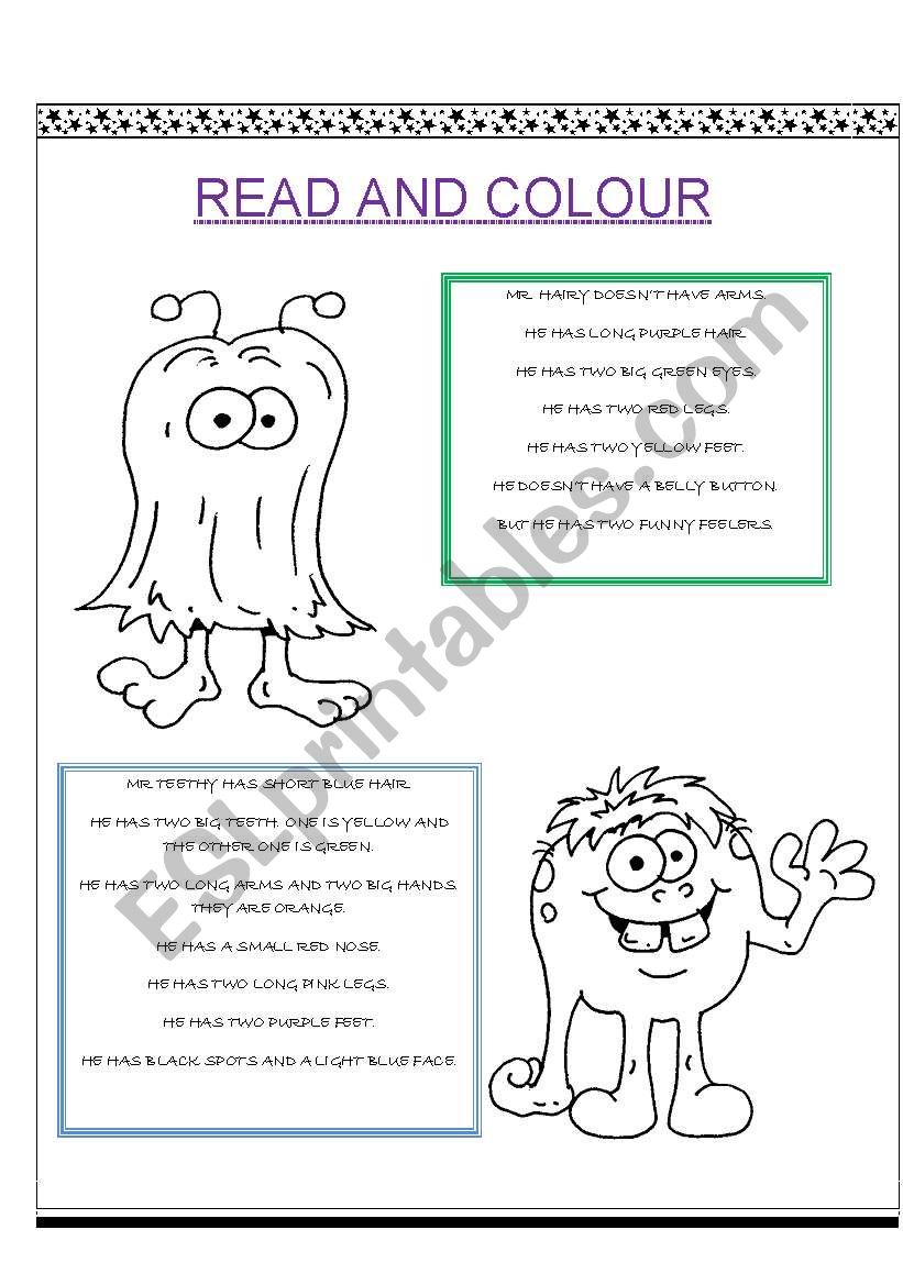 Read and colour worksheet