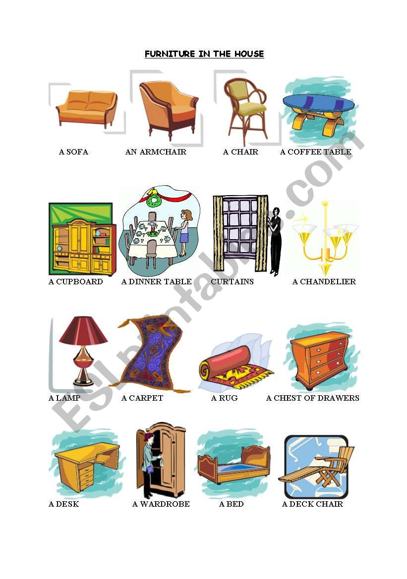 furniture worksheet