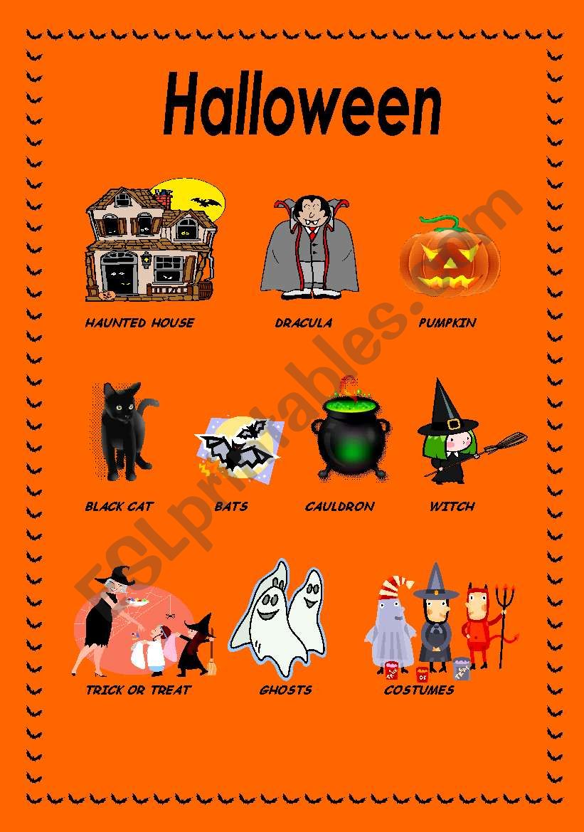 Halloween pictionary worksheet