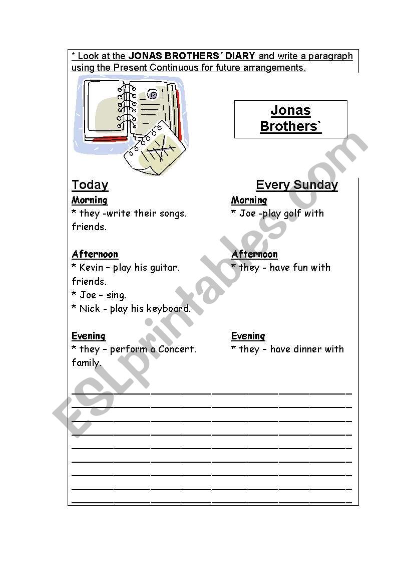 Jonas Brotherss Diary worksheet