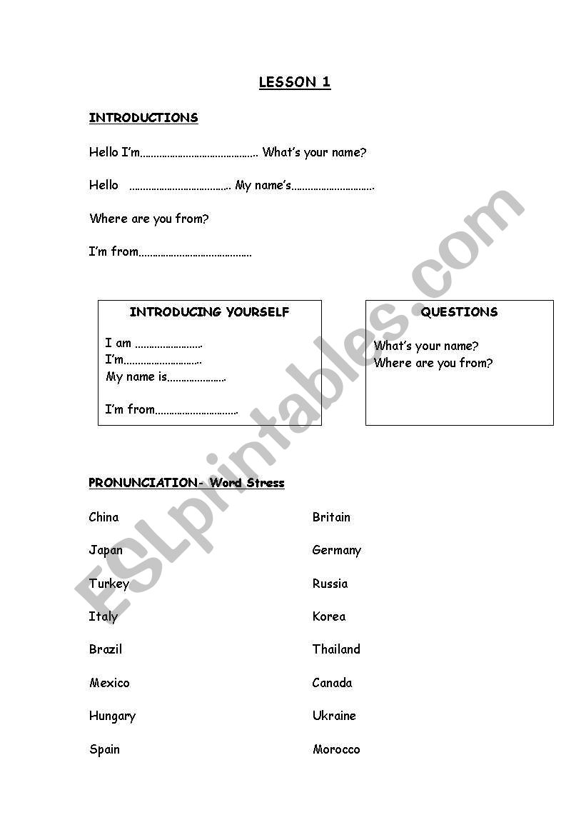 lesson 1 starter worksheet