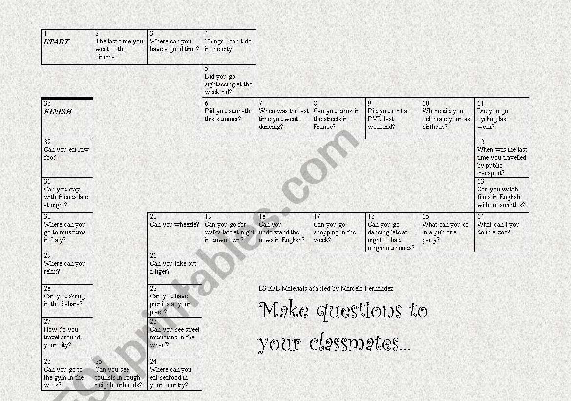 Holidays Boardgame worksheet