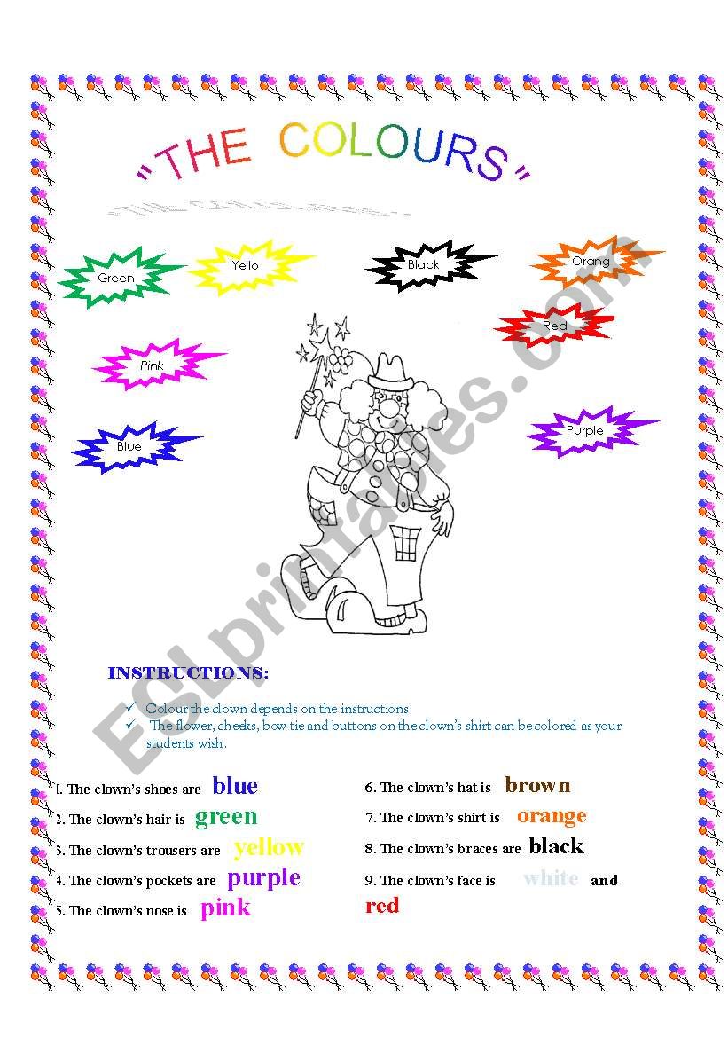 the  colours worksheet