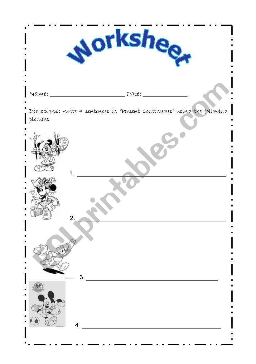 Present Continuous Tense worksheet