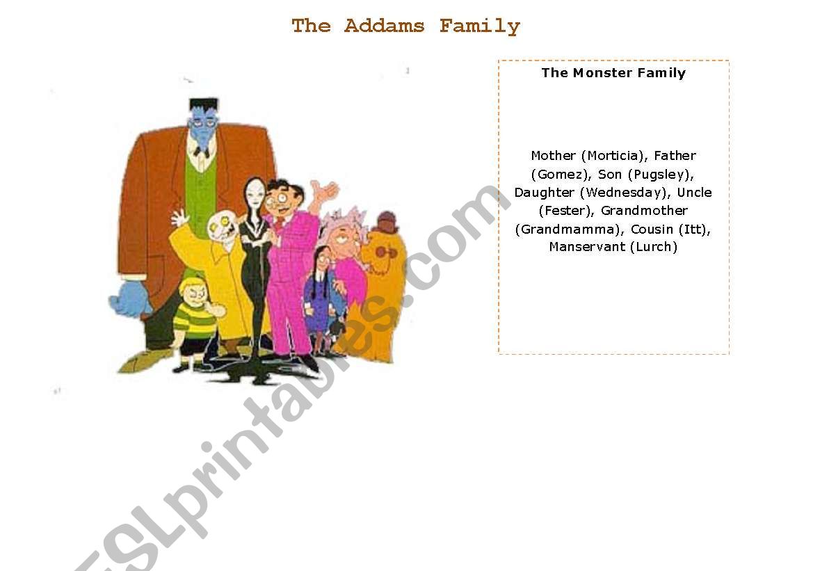 Families: The Addams Family worksheet
