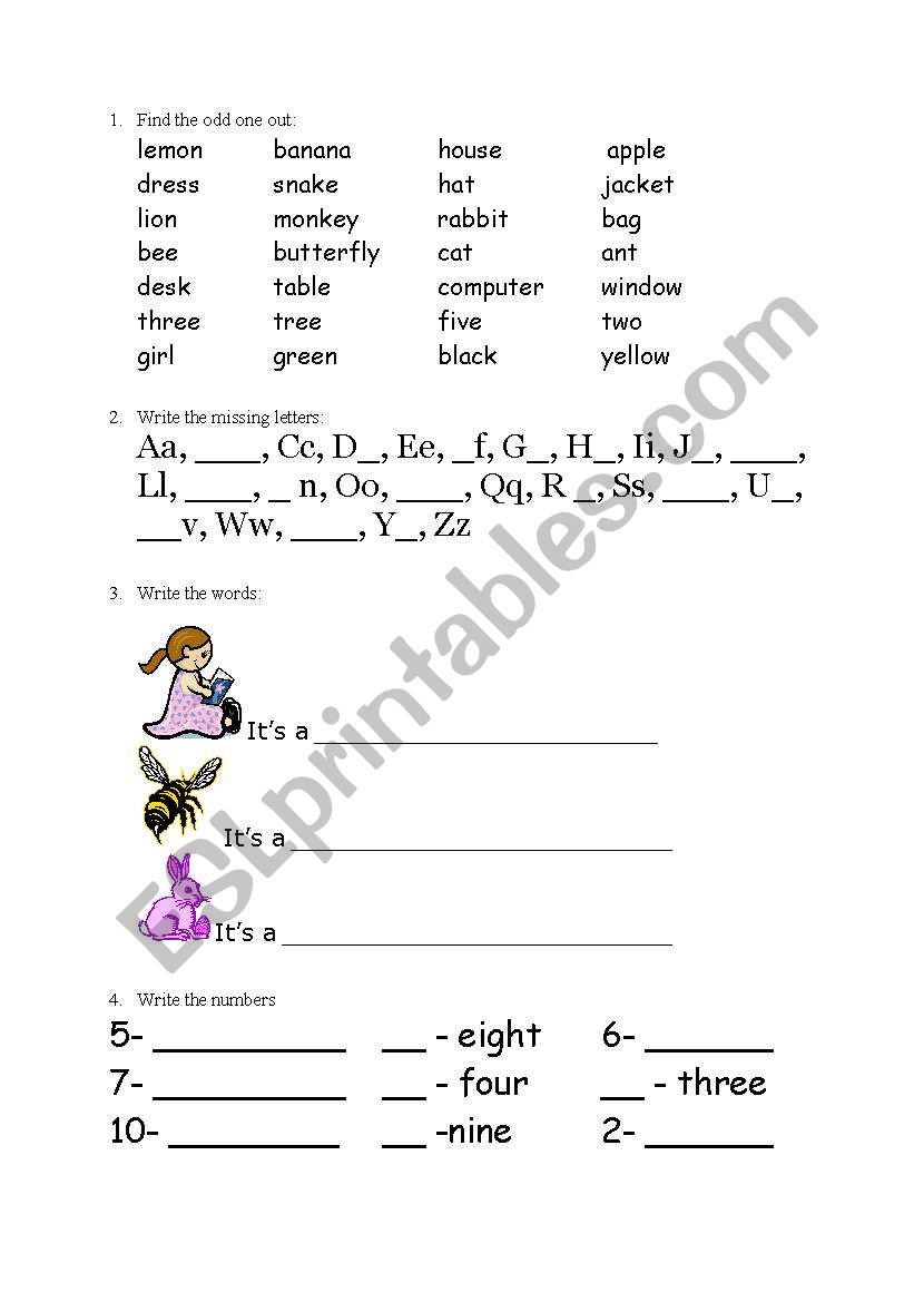 My first words in English worksheet