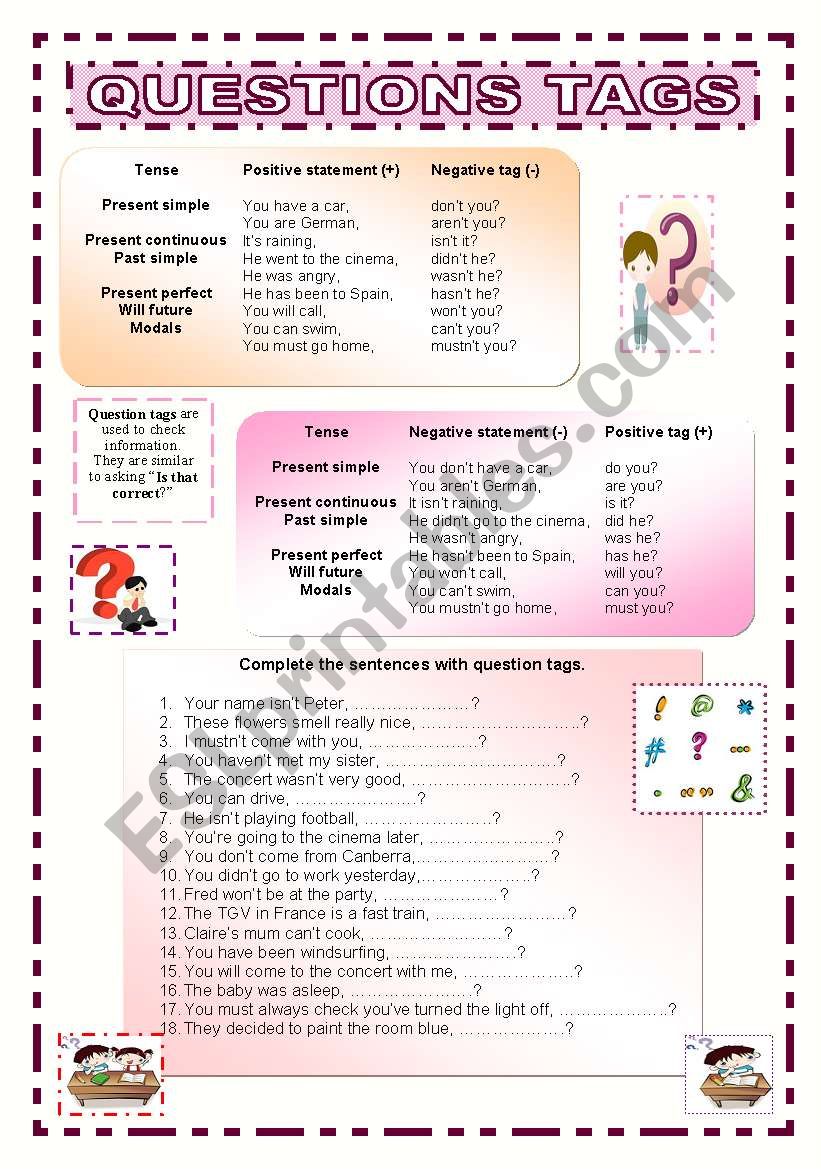 question tags worksheet