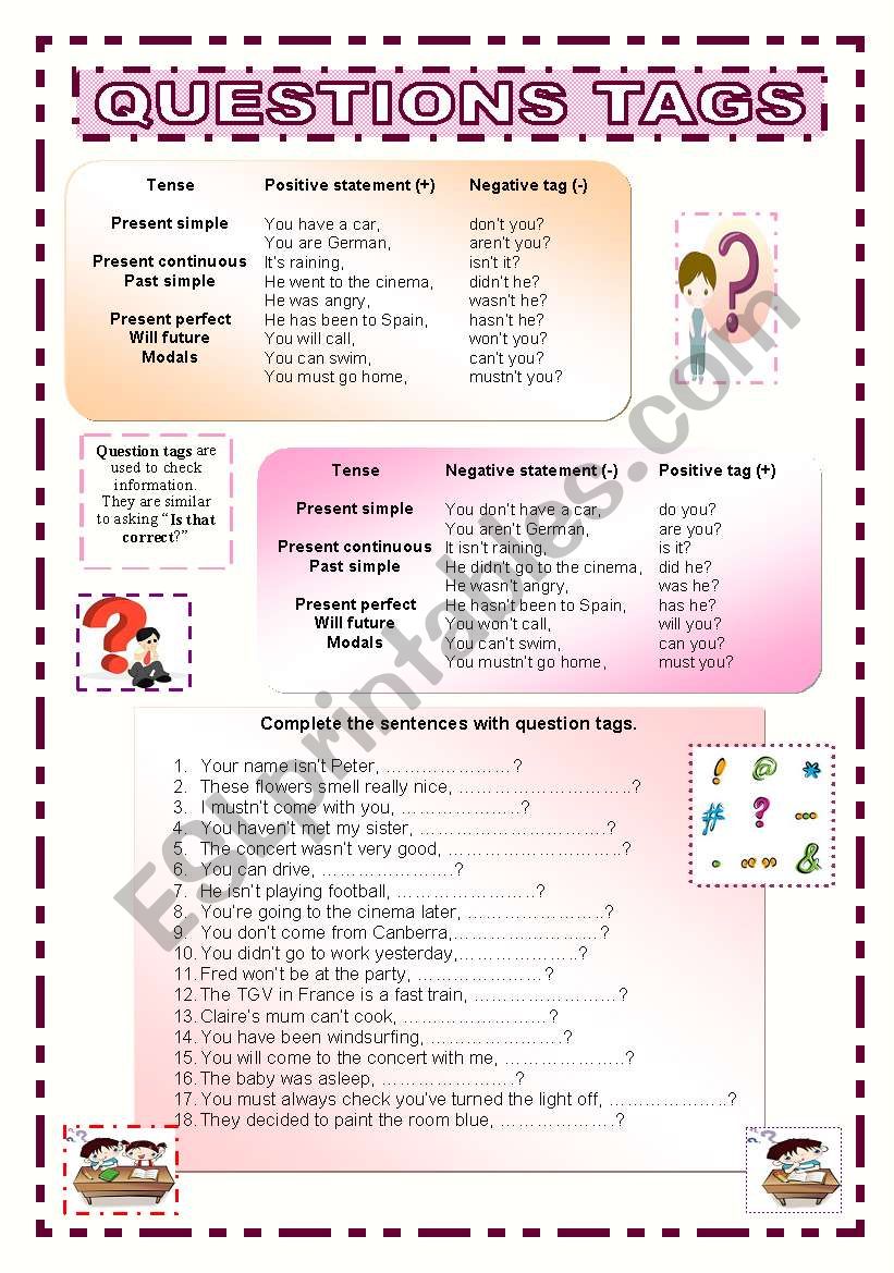 question tags worksheet