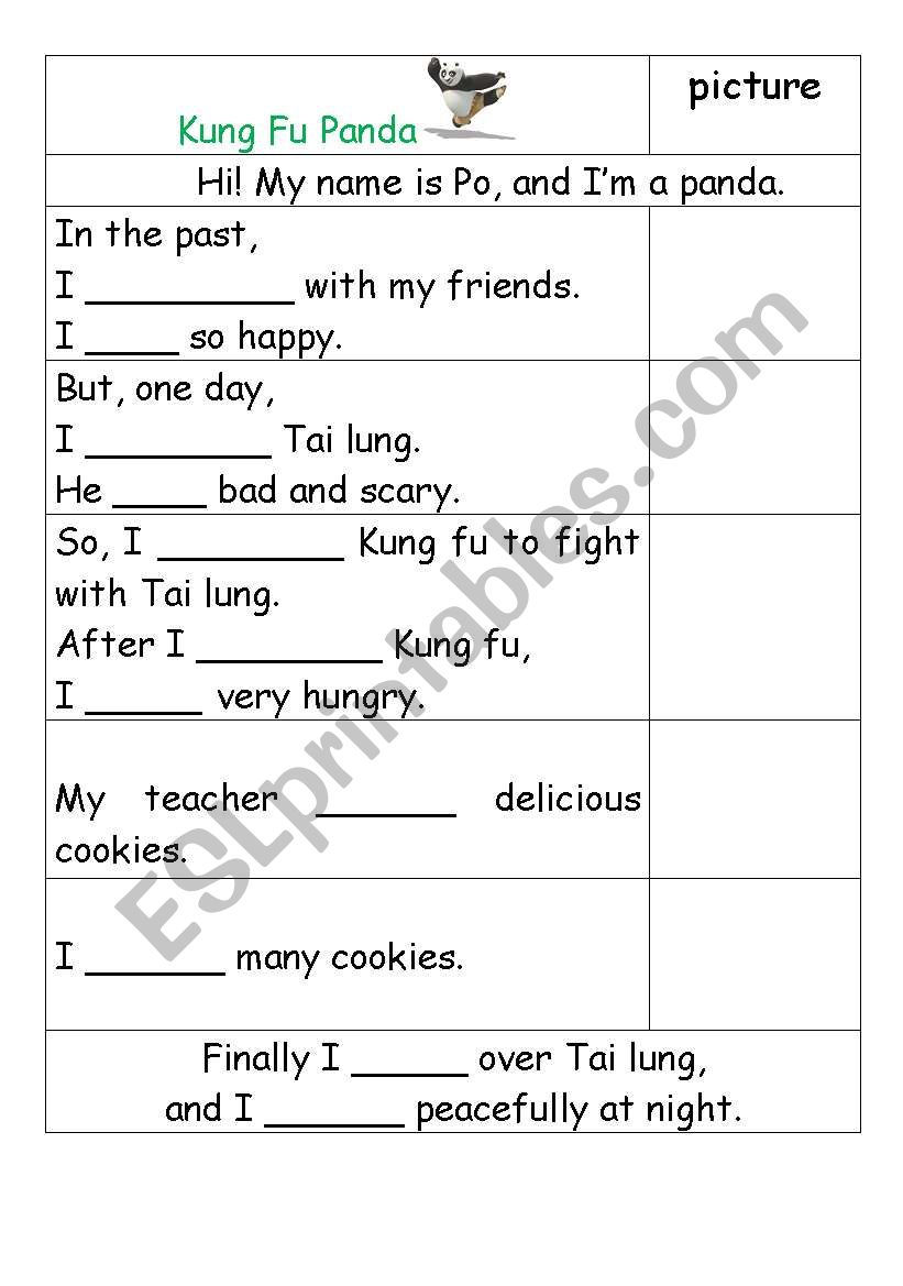 KungFu panda gap-filled worksheet