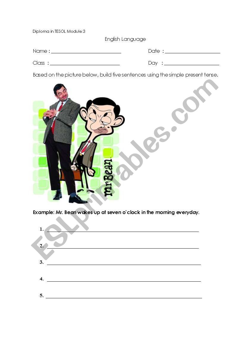 Simple present tense worksheet