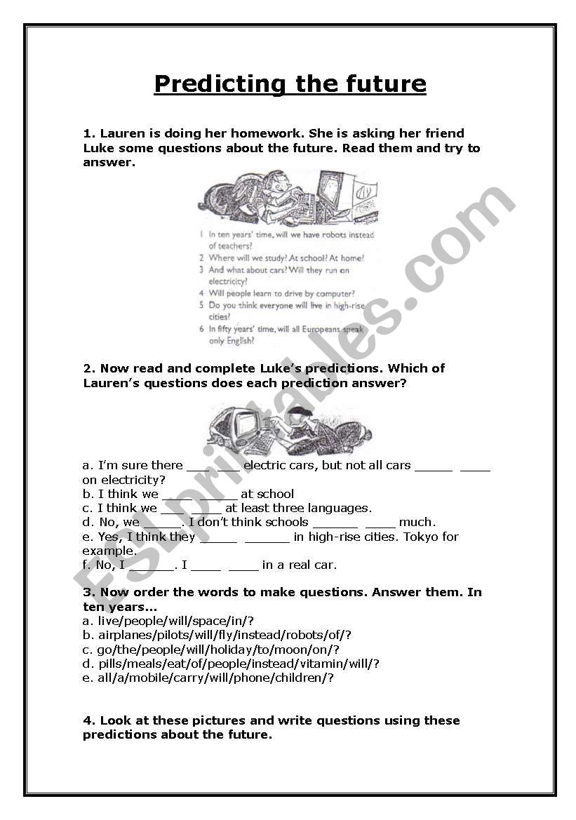 Predicting the future worksheet