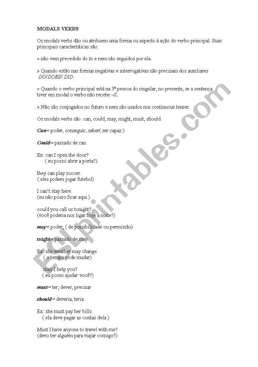 MODAL VERBS worksheet