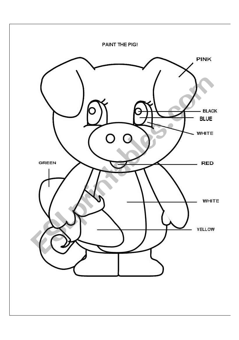 Paint the pig worksheet