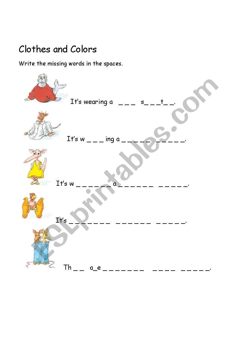 clothes and colors worksheet