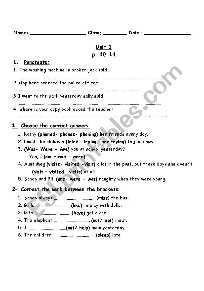 tenses worksheet